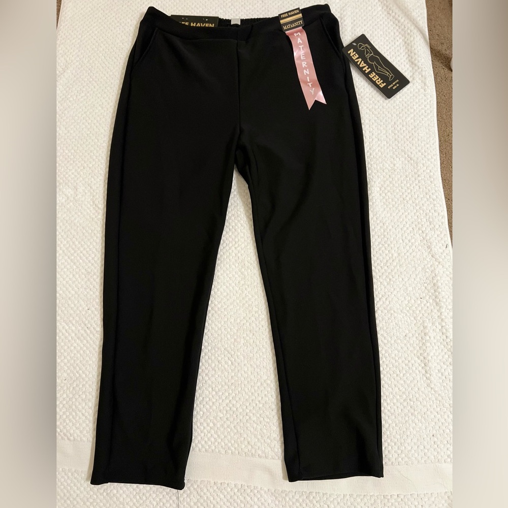 FREE HAVEN Maternity Women's Pants Black Super Soft Comfy Elastic Waist Size S